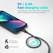 Bkayp iPhone Charger [Apple Mfi Certified] 3 Pack 10ft Nylon Braided Fast Charging Cables Compatible with iPhone 14/13/12/11 Black