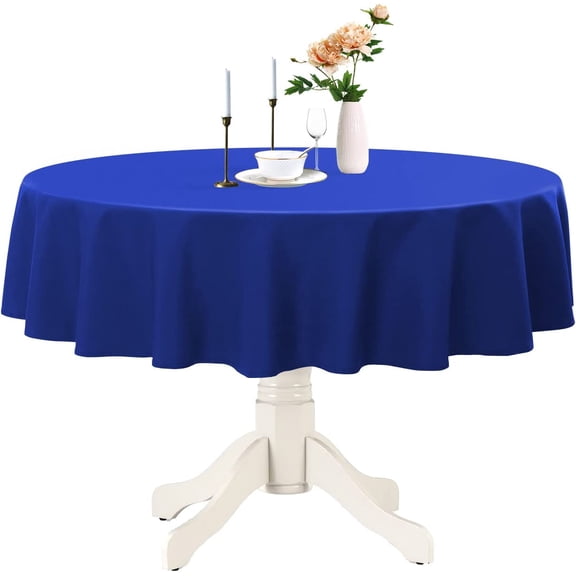 Round Waterproof Tablecloth, Stain Resistant Washable Table Cloths Wrinkle Free Polyester Table Covers for Kitchen Dining Party Wedding Indoor and Outdoor - Blue, 90 Inch