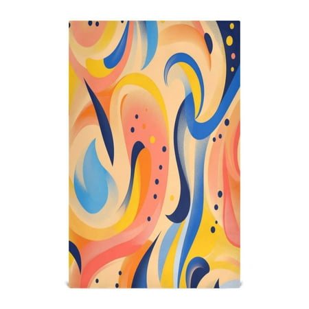 

Multi-Purpose Kitchen Towels 28x18 Inch Dishcloths with Hanging Loop Decorative and Practical Towels for Kitchen Dining Orange Geometric Shapes