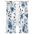 thumbnail image 2 of Blue Flowers Sheer Curtains 96 Inches Long 2 Panels Retro Spring Watercolor Floral Leaves Light Filtering Semi Sheer Window Curtains Drapes for Bedroom Living Room 52"x96", 2 of 7