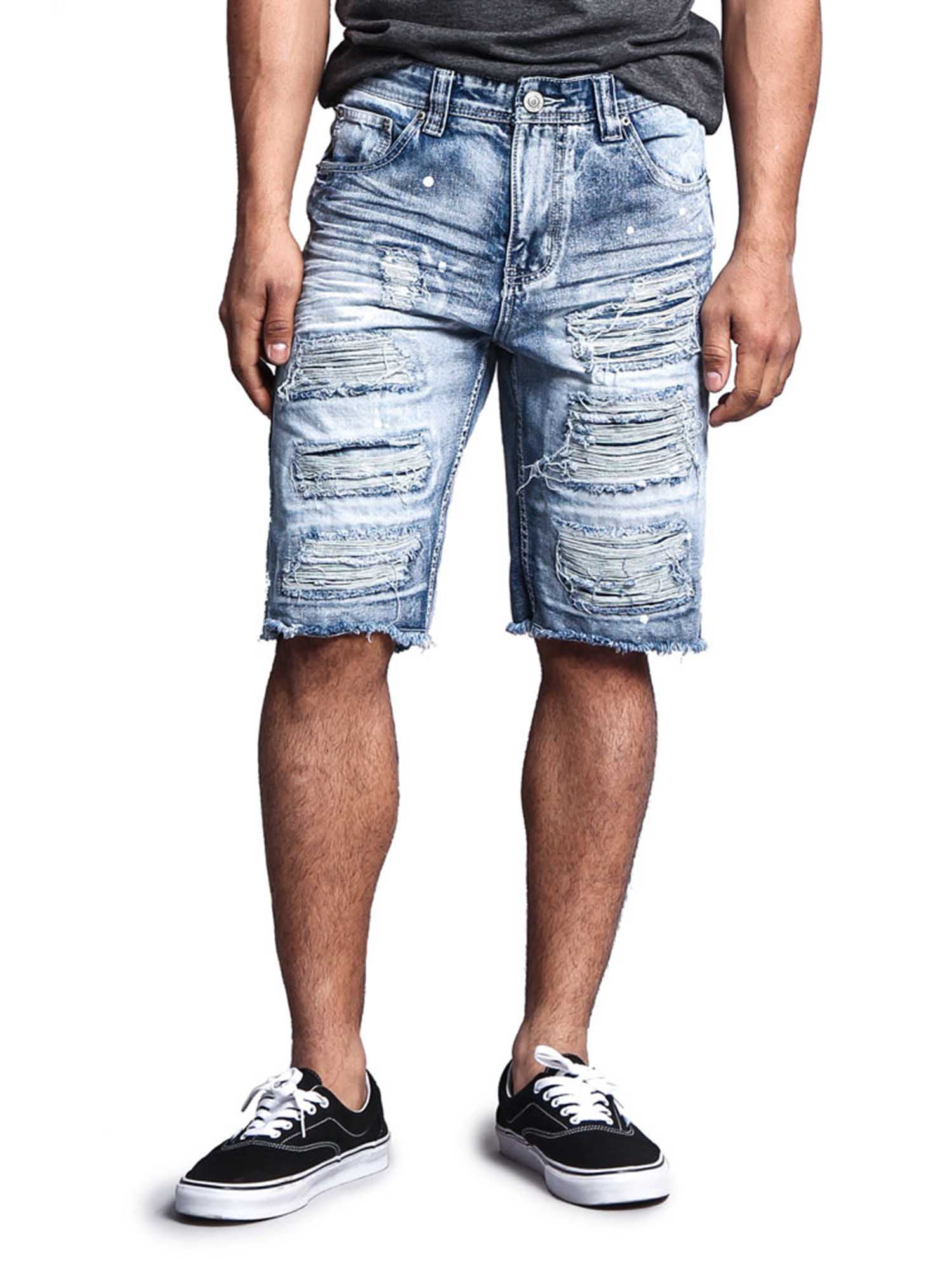 Victorious Mens Ripped & Distressed Denim Shorts 