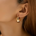 thumbnail image 2 of Series Advanced Sense Ear Clip Hollow Plated 18K Real Gold Personality Metal Quality Earrings, 2 of 5