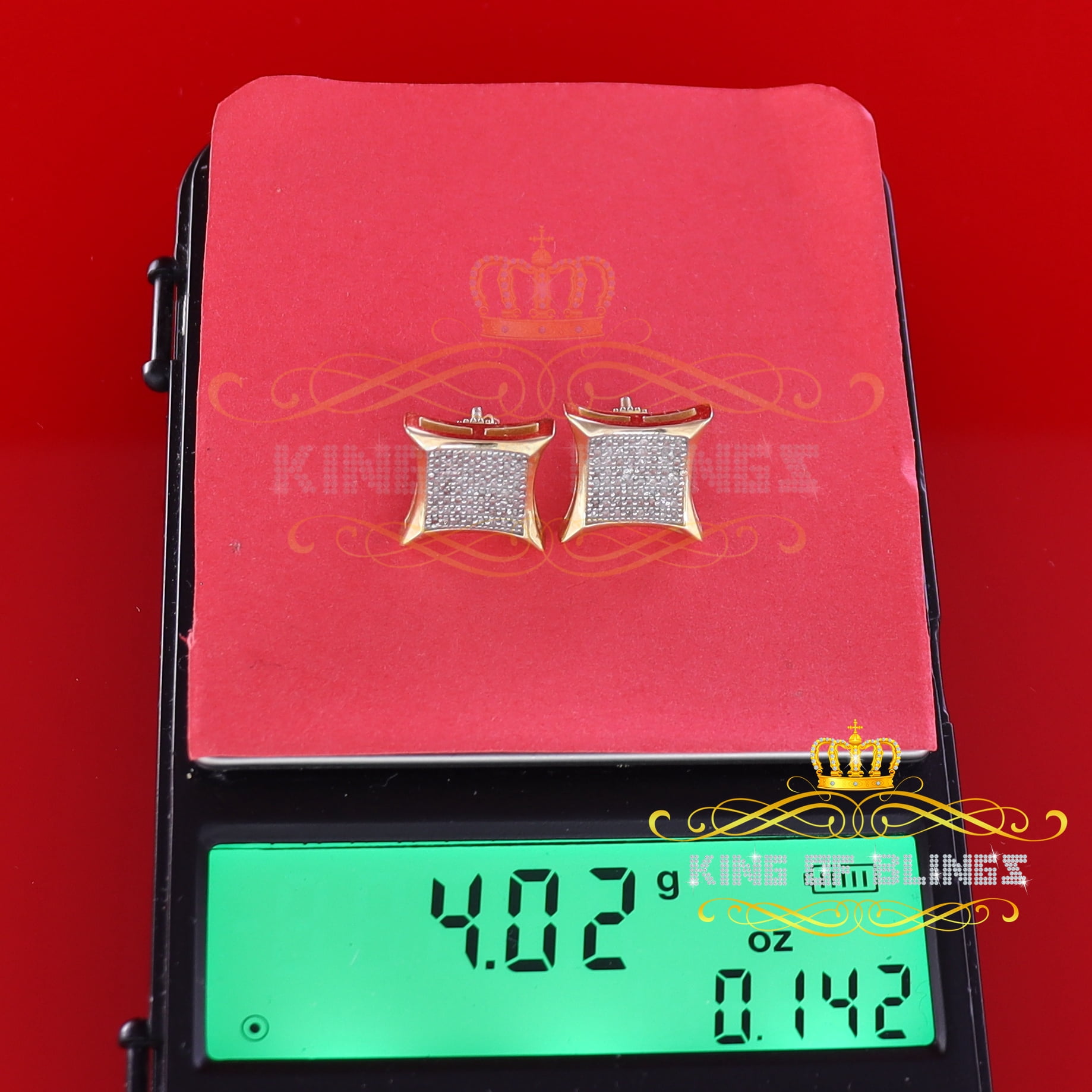 King of Bling's 925 Sterling Silver 0.33ct Diamond For Women's/Men's Yellow Kite Stud Earrings