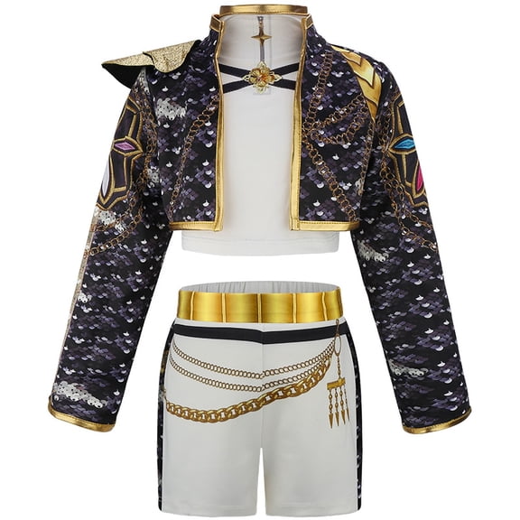 Girls Stage Performance Outfit with Top and Pants Halloween Cosplay Costume