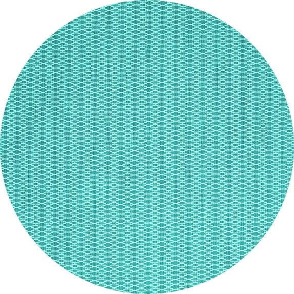 Ahgly Company Machine Washable Indoor Round Abstract Turquoise Blue Contemporary Area Rugs, 4' Round