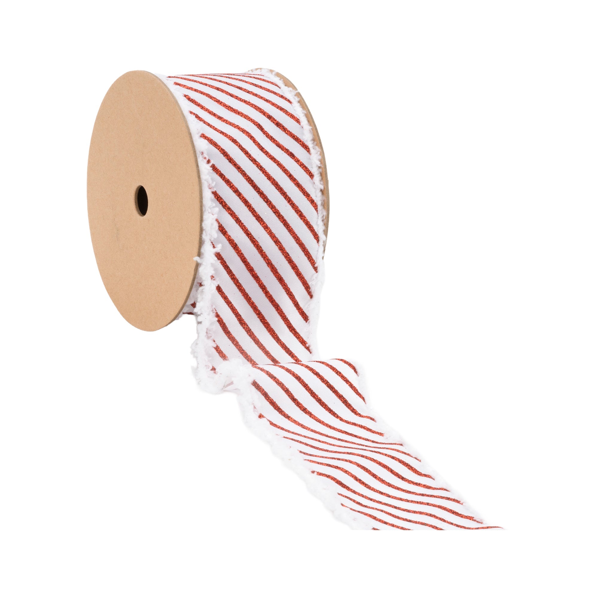 LaRibbons 2 1/2" Wired Satin Ribbon, Metallic Gold Stripe and Fuzzy Edge, 10 Yard Roll