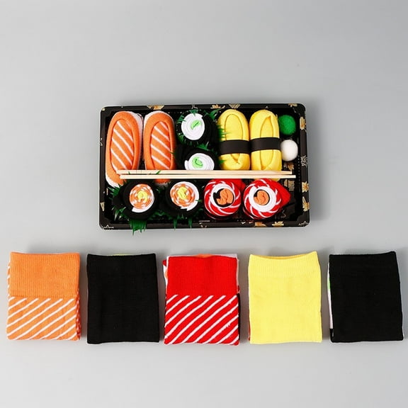 NKZNKZ Sushi Sock gift Fun Novelty Socks for Men Funny Sushi Sock Box for Men Fish Salmon Sushi Lovers, Birthday, Christmas Gift Idea size：8-12