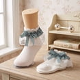 thumbnail image 6 of Toddler Girl Socks with Bow Lace Ruffle Frilly Dress Sock Plaid Bowknot Soft Cotton Ankle Cute Princess Socks for Kids Birthday*1pc, 6 of 6