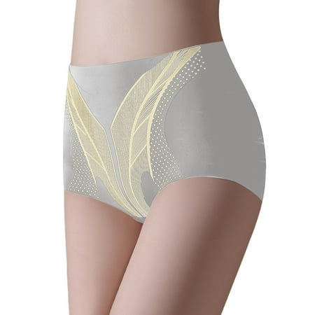 Icvfdpl Womens Underwear High Waist Waist 7A Silk Seamless Comfortable Skin-Friendly Panties For Women Grey Xl