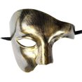 thumbnail image 1 of Máscara de mascarada vintage El fantasma de la ópera CHAO Oro negro media cara con un solo ojo, 1 of 5