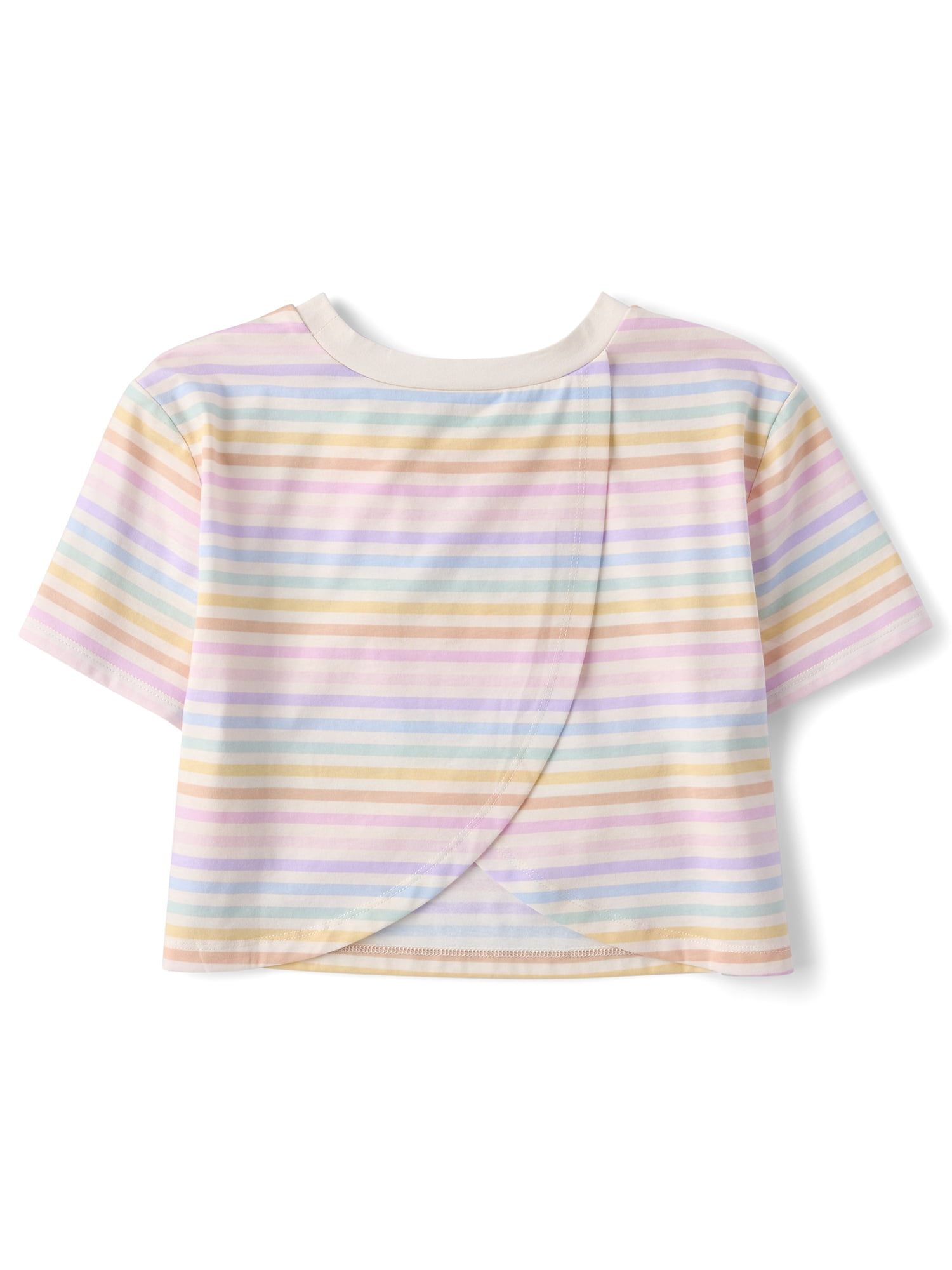 The Children's Place Girls Short Sleeve Rainbow Striped Tulip Top, Sizes XS-XXL