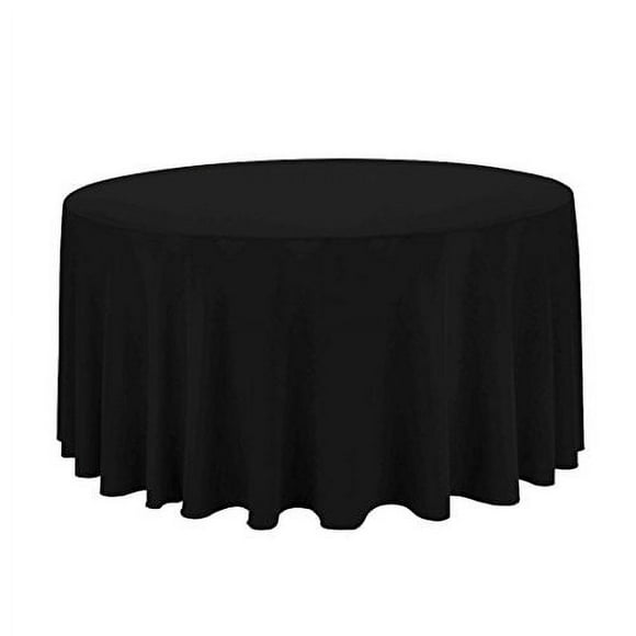 Gee Di Moda Nappe - Nappes Rondes de 120 Pouces pour Nappe Circulaire en Polyester Noir Lavable - Idéale pour Buffet, Fêtes, Souper des Fêtes et Plus