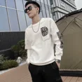 thumbnail image 2 of Ropa para hombre, sudadera sin capucha y sin logotipo, sudaderas para hombre, top de retazos, corte entallado, cuello redondo, ropa de calle, overfit, emo, 2 of 4