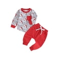 thumbnail image 2 of Elippeo 0-3Y Toddler Boy Christmas Clothes Set 6M 12M 18M 24M 3Y Cartoon Santa Long Sleeve Sweatshirt Tops Pants Autumn Outfits, 2 of 10