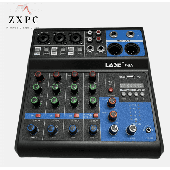 LASE 5 Channel Mixing Console Professional Audio Mixer For Live Streaming or DJ
