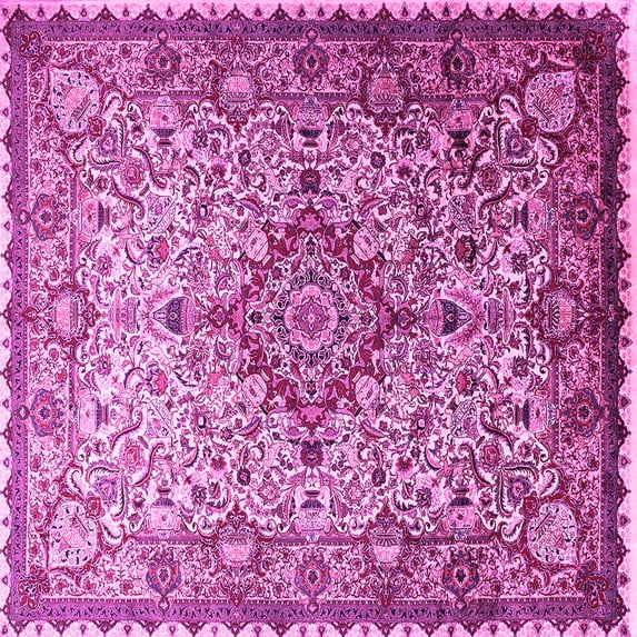 Ahgly Company Indoor Square Medallion Pink Traditional Area Rugs, 6' Square