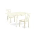 thumbnail image 2 of East West Furniture Monza 3-piece Wood Dining Table and Chairs in Linen White, 2 of 5