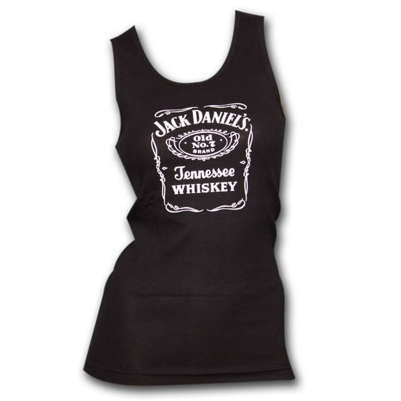 Jack Daniels 18008-Small Old No.7 Label Womens Ribbed Tank Top, Black - Small