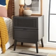 thumbnail image 2 of SAFAVIEH Baisley 2 Drawer Rattan Nightstand, Black (18 in. W x 15.7 in. D x 24 in. H), 2 of 13