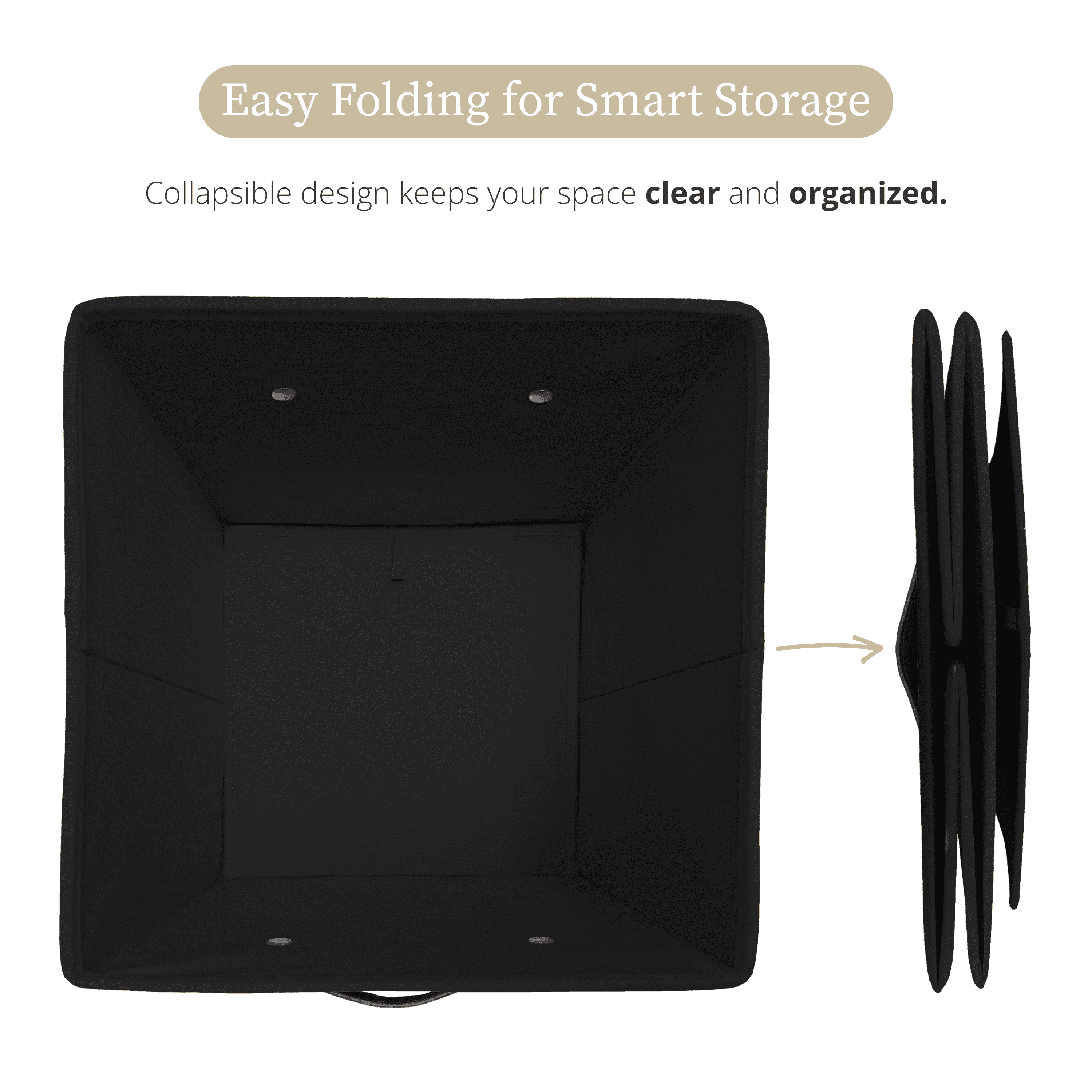 DECOMOMO Large Cube Storage Bin, Fabric Storage Bin, Organizing Cubes (Black, Set of 4)