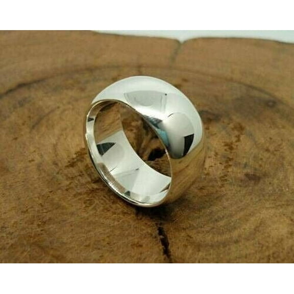 Simple Band Solid 925 Sterling Silver Dome Statement Ring Handmade Woman jewelry