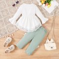 thumbnail image 6 of TOWED22 Toddler Baby Girl Clothes Outfit Long Sleeve Ruffle T Shirt Top Bell Bottom Pants Two Piece Fall Winter Outfits,Light Green,9-12 M, 6 of 6