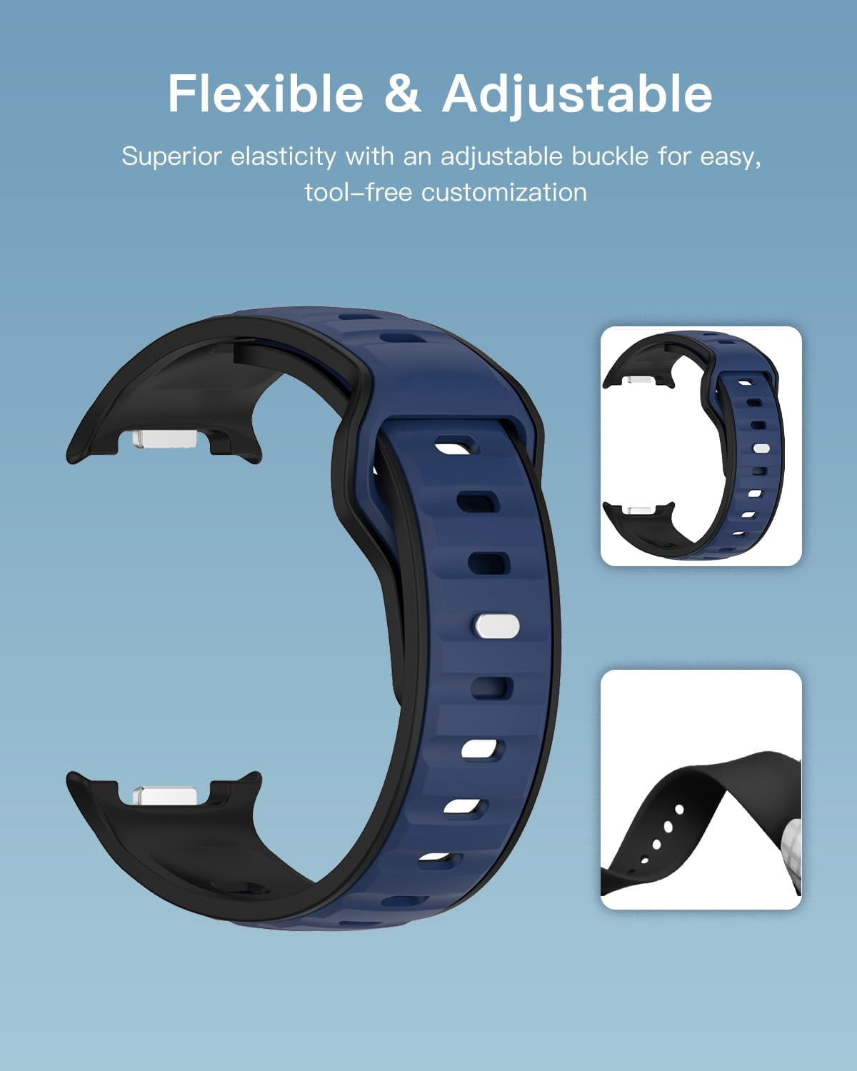 CRKMGS-Bands for Samsung Watch 8 Smartwatch,Sport quick-release Silicone Band for Samsung Watch 8,Soft Lightweight & Ventilated Comfort Replacement Smartwatch Strap,Adjustable Wristband