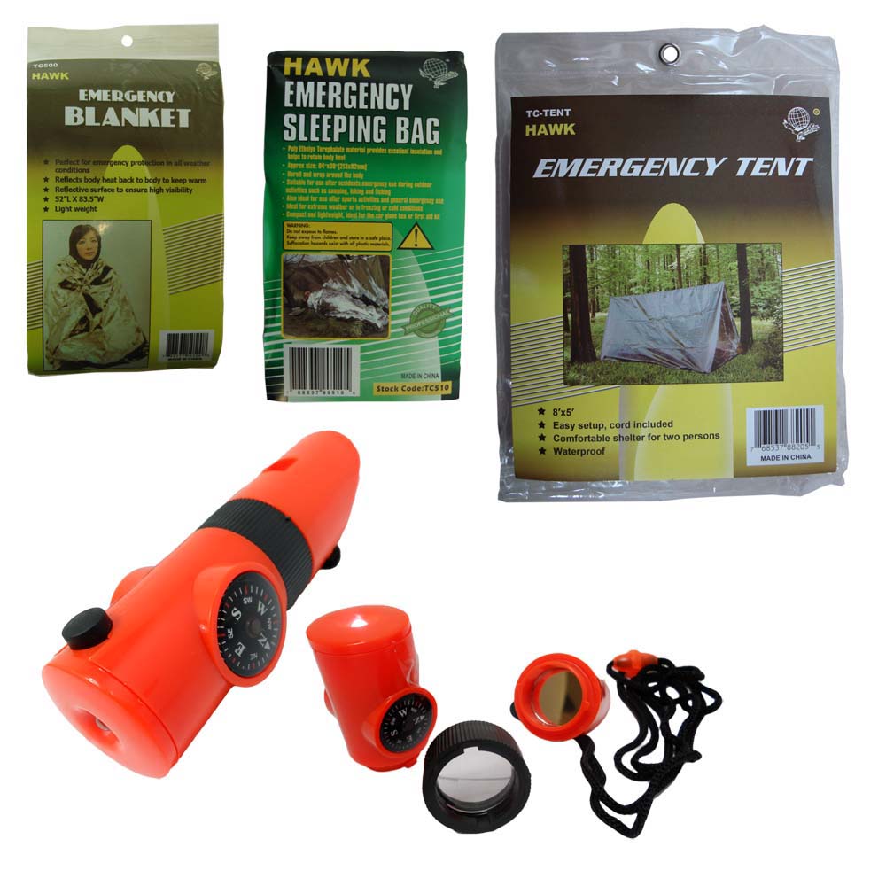Emergency Outdoor Survival Kit Portable Tent, Blanket, Sleeping Bag