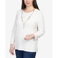thumbnail image 6 of Alfred Dunner Womens Petite Solid Texture Split Hem Sweater With Necklace, 6 of 6