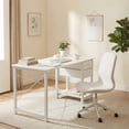 thumbnail image 6 of edx Computer Desk with 2 Drawers 47 Inch PC Table Study Writing Desk with Storage Shelf Headphone Hook, Simple Style Small Desk for Home, White, 6 of 8