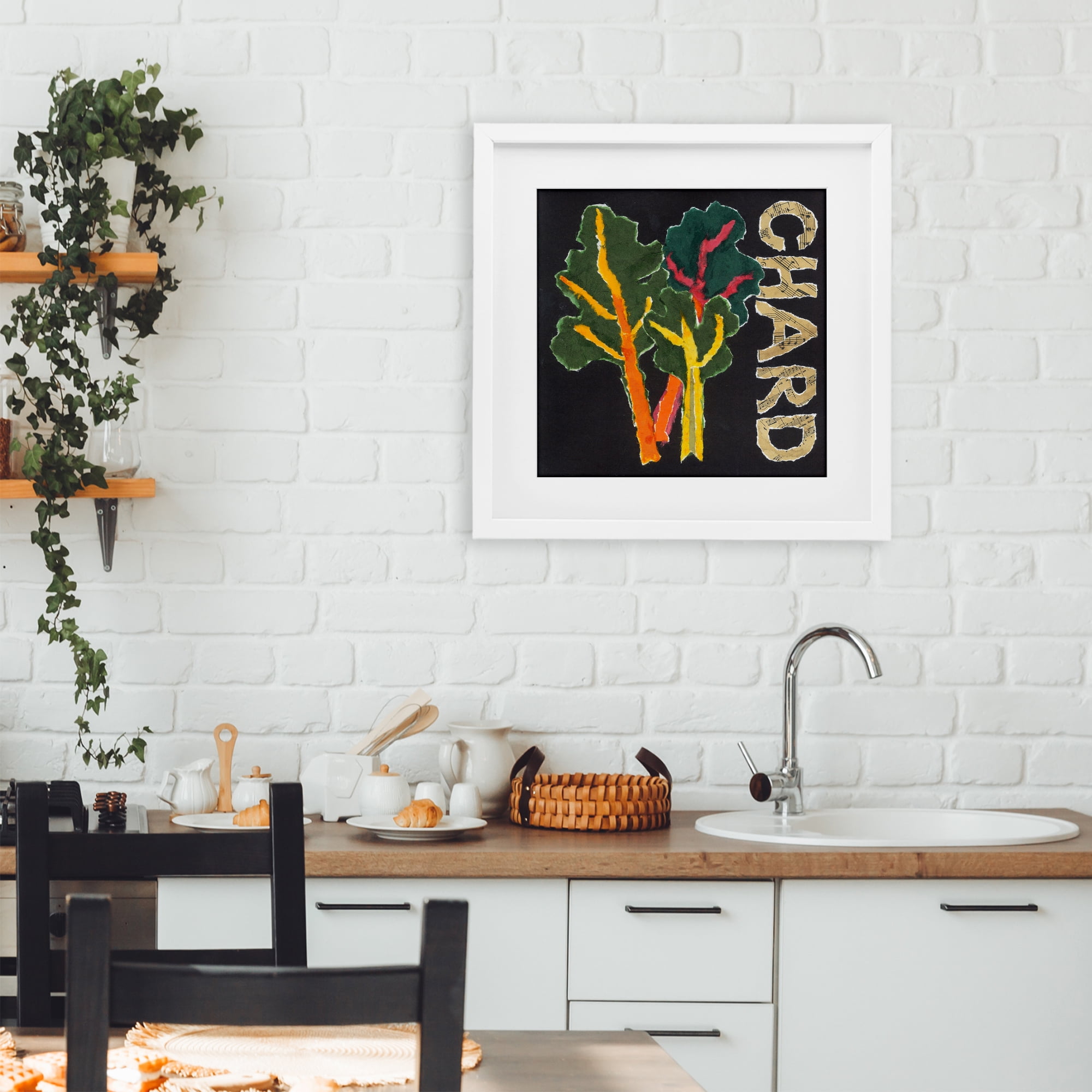 Stupell Industries Chard Leafy Vegetable White Framed Print Under Glass, design by Nancy Overton