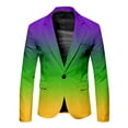 thumbnail image 6 of FYEGRE Men's Carnival Suit Two Piece Set Formal Attire With Purple Gold All Over Print Design Green XXL, 6 of 6