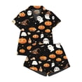 thumbnail image 4 of Halloween Pajamas Women Short Sleeve Button Top Matching Shorts 2026 Fall Cute Satin Pumpkin, 4 of 4