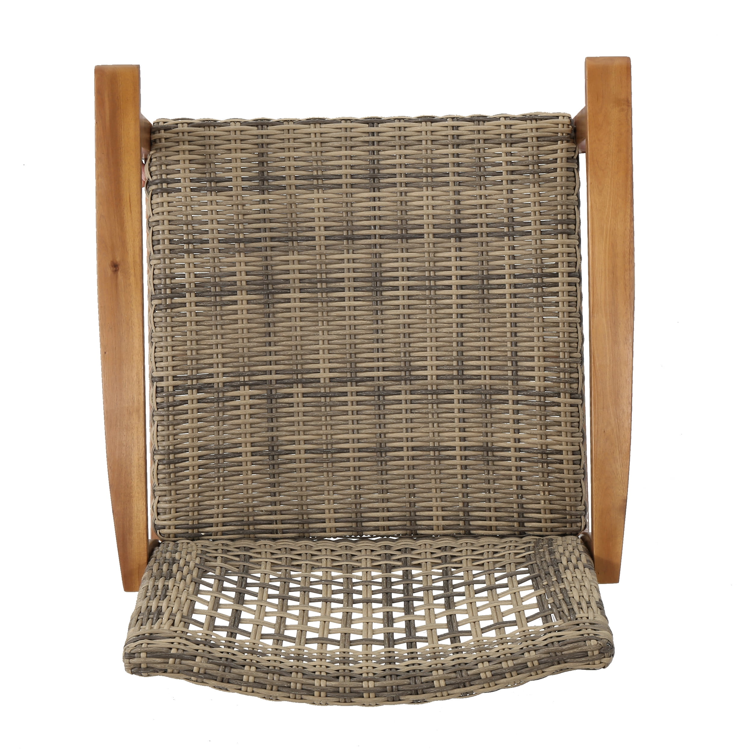 Harleigh Outdoor 5 Piece Wood and Wicker Chat Set with Fire Pit, Gray and Brown