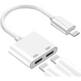 thumbnail image 1 of wonima11 rosyclo Apple MFi Certified iPhone Headphone Adapter Splitter, 2 in 1 Dual Lightning Converter Cable Dongle Music+Charge+Call+Volume Control,Compatible with iPhone 12/11/XS/XR/8/7,iPad, 1 of 1