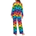 thumbnail image 3 of SEANATIVE Rainbow Stripes Button Up Pajamas for Women Dog Paws Womens Pajama Sets Pants with Pockets Size XL Long Sleeve Women Pajama Set of 2 Women Pjs Soft Night Suits, 3 of 7