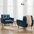 thumbnail image 2 of AODAILIHB Leather Arm Chair Set of 2, Wood Leather Armchairs Accent Chair, Blue, 2 of 9