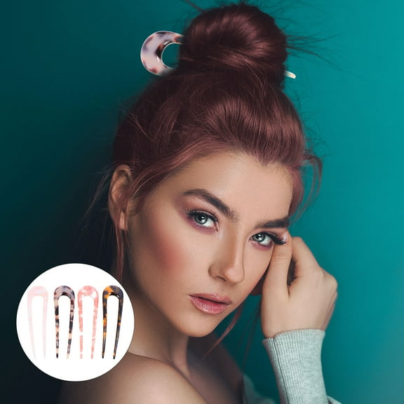CTIRCHIU 4pcs Vintage U Shaped Hair Pins Acetic Acid Hair Accessories No Skid Women Any Occasions