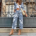 thumbnail image 2 of Conjunto de traje con pantalones capri y bolsillos sueltos de manga larga con botones estampados de dos piezas para mujer a la moda Wmkox8yi bvn320, 2 of 9