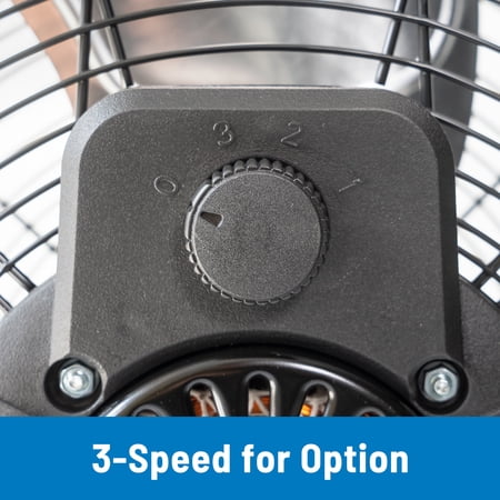 MAINSTAYS 20″ 3-SPEED HIGH VELOCITY TILTABLE BLACK STEEL FLOOR FAN