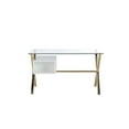 thumbnail image 4 of Pemberly Row Small Glass & Polished Steel Desk in Gold/White and Clear, 4 of 7