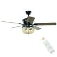 thumbnail image 1 of Gymax 52'' Retro Ceiling Fan Light w/ Reversible Blades Remote Control Matte Black, 1 of 10