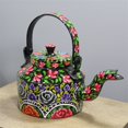 thumbnail image 2 of Natural Geo Black Floral 10" Decorative Steel Kettle, 2 of 4