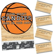 Big Dot of Happiness Nothin’ But Net - Basketball - How Many Candies Baby Shower or Birthday Party Game - 1 Stand and 40 Cards - Candy Guessing Game