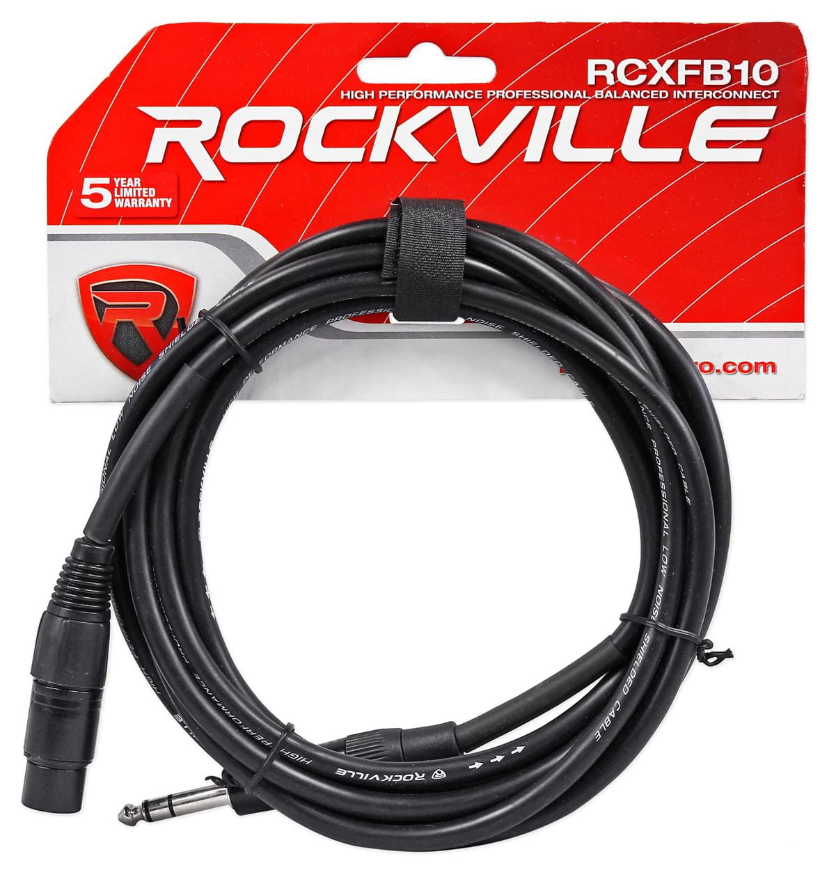 3 Rockville 10' Female Rean XLR to 1/4'' TRS Cables (3 Colors)