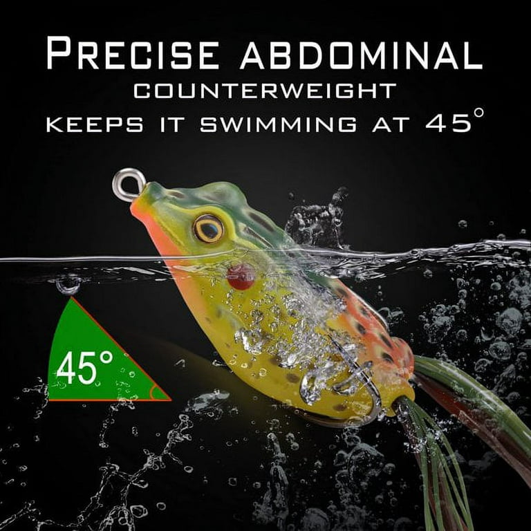 Sougayilang Frog Fishing Lures Topwater Floating Weedless with Double Sharp  Hooks Soft Bait 