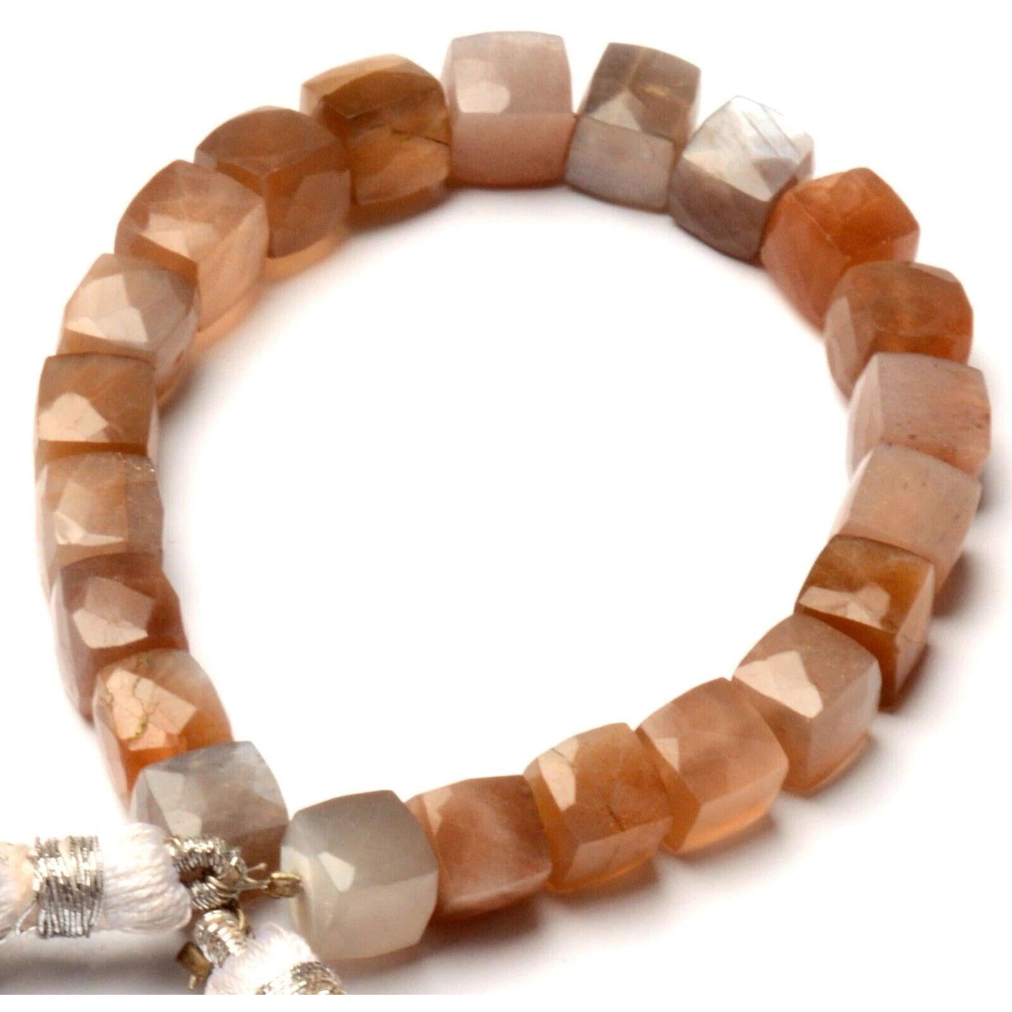 Golden Moonstone Beads 7mm Cube Strand – Natural Crystal Beads for DIY Jewelry Making & Healing Crystal Bracelets