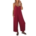 thumbnail image 2 of Baqcunre Jumpsuits for Women Loose Sleeveless Jumpsuits Strap Stretchy Long Pant Romper Jumpsuit with Pockets Womens Fashion Pants for Women One Piece Jumpsuit Womens Clothes Red S, 2 of 7