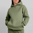 thumbnail image 5 of Olyvenn Womens Hoodie with Kangaroo Pouch Hidden Zipper Pockets Lightweight Oversized Fleece Athletic Sweatshirts Army Green L, 5 of 9