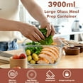 thumbnail image 5 of Razab 3900ml & 520ml Large Glass Food Storage Containers with Lids - Leakproof, BPA-Free Large Meal Prep Container Ideal for Roasting Turkey, Store Leftover - Microwave & Oven Safe, 5 of 9